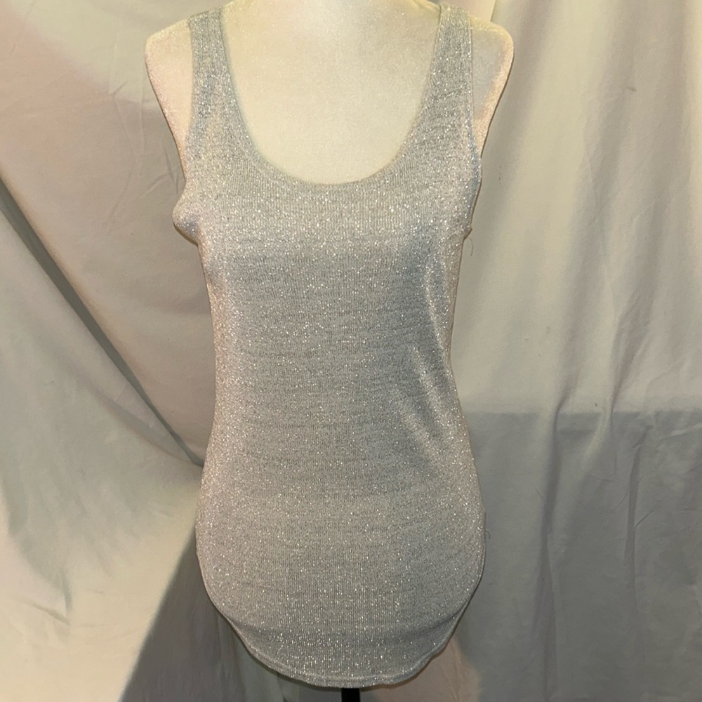 Silver sparkle tank by Lew Megram New York